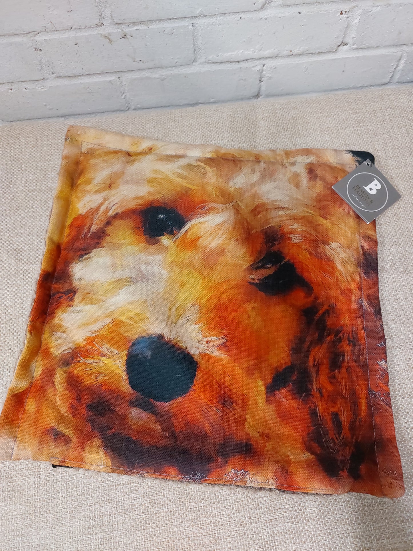 Cockapoo Cushion Cover – Dog Portrait Pillow (pad sold separately) 40x40cm / 16"