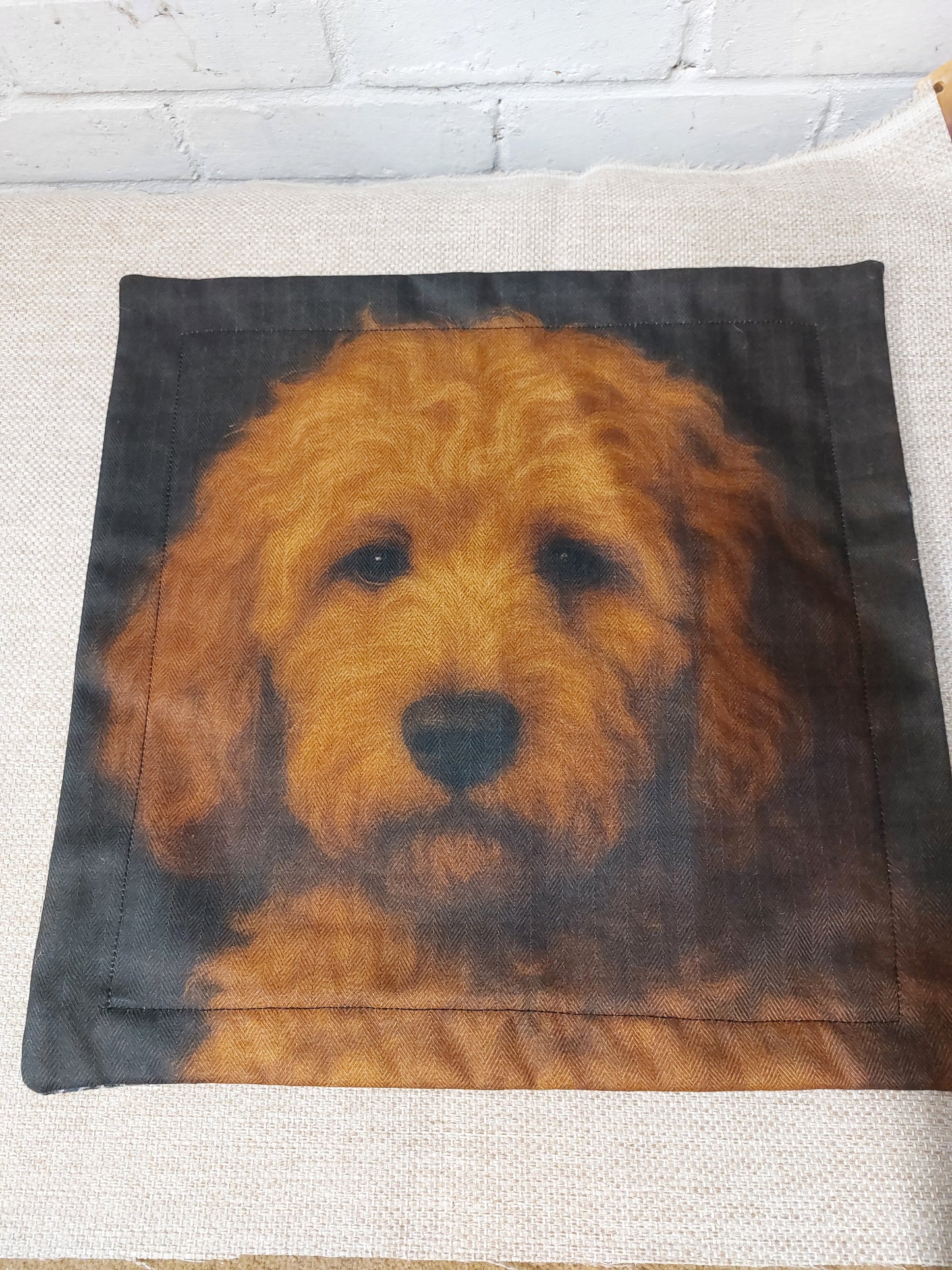 Cockapoo Cushion Cover – Dog Portrait Pillow (pad sold separately) 40x40cm 16"
