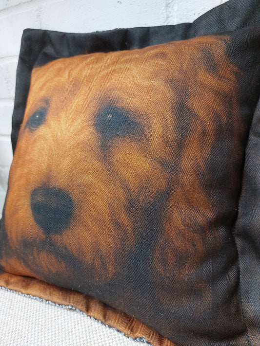 Cockapoo Cushion Cover – Dog Portrait Pillow (pad sold separately) 40x40cm 16"