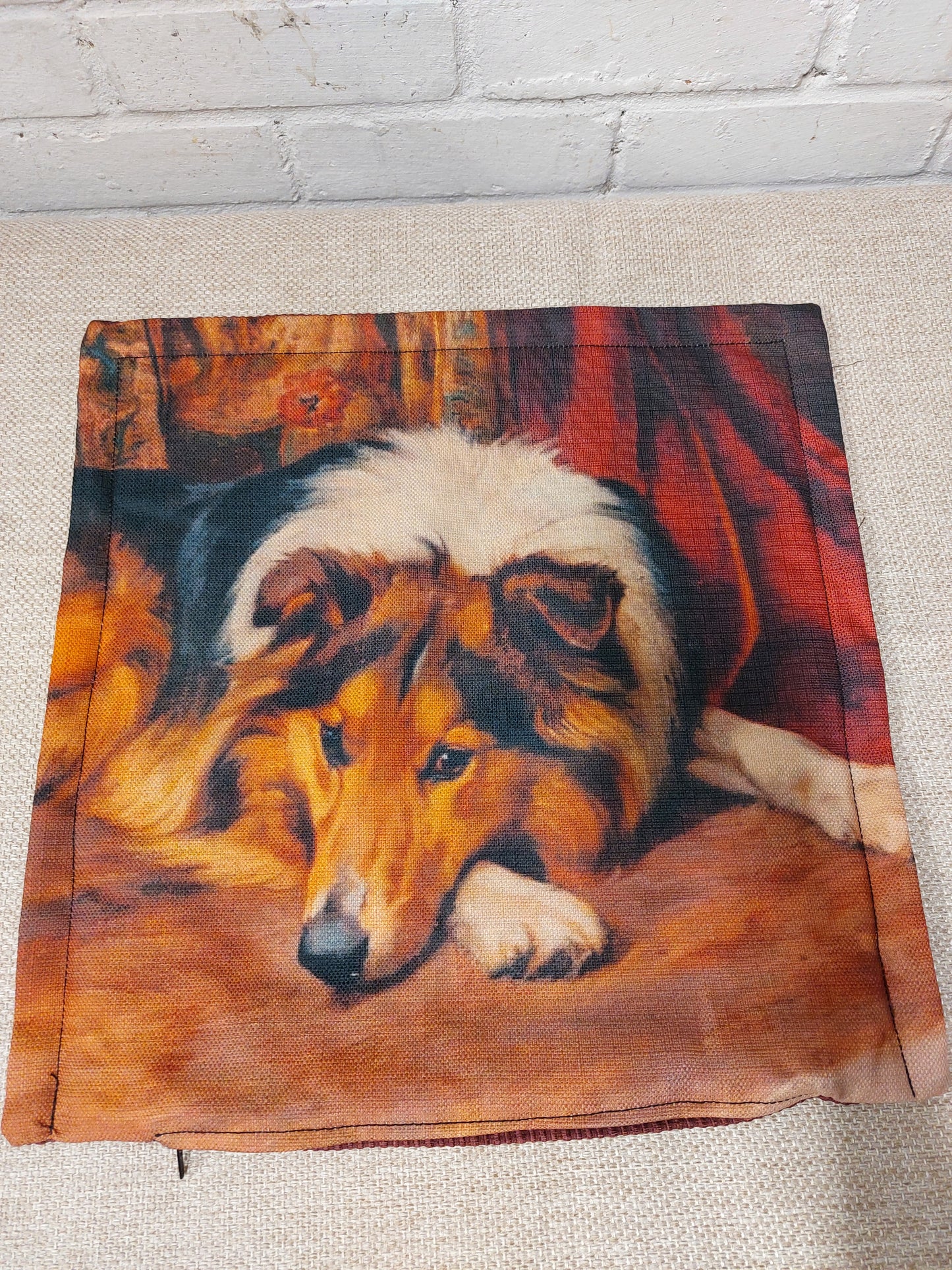 Boarder collie Cushion Cover – Dog Portrait Pillow (pad sold separately) 40x40cm 16"